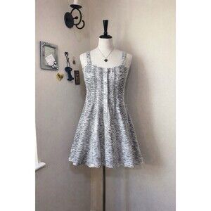 120% Lino Women's Dress Italian 100 Linen Zebra Print Mini Button Front Y2k Chic